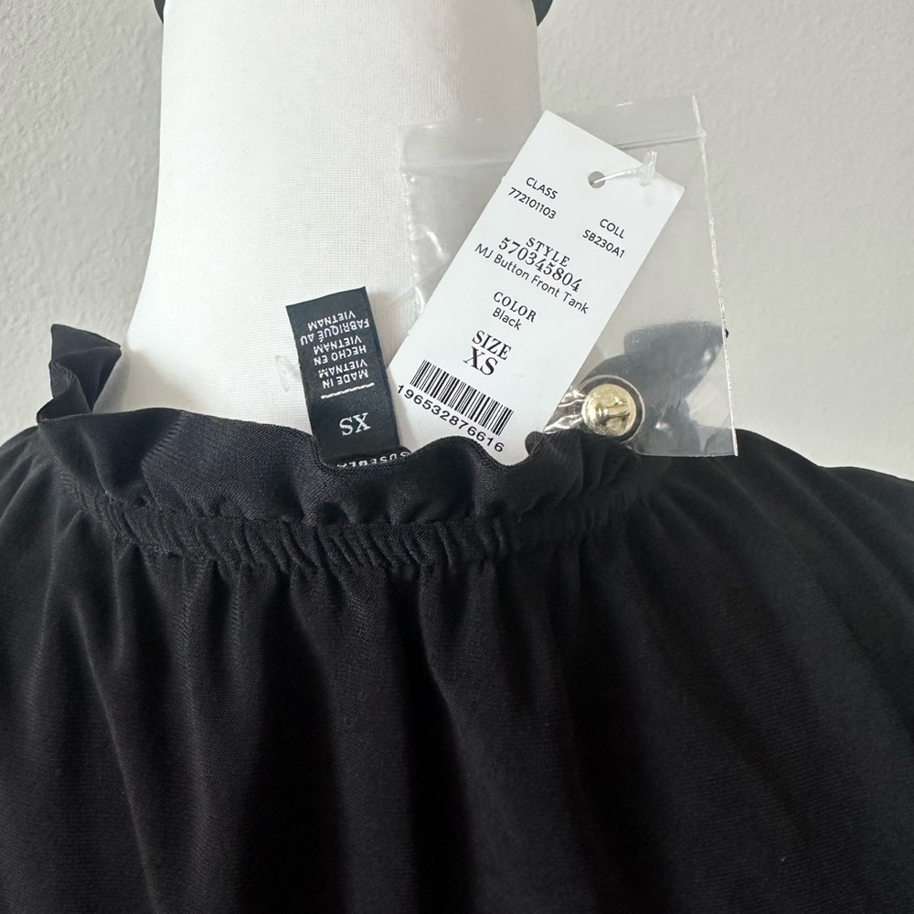 WHBM Button Front Sleeveless Top Tank Ruffle Collar~Size XS 🌻 NWT! - Picture 4 of 4